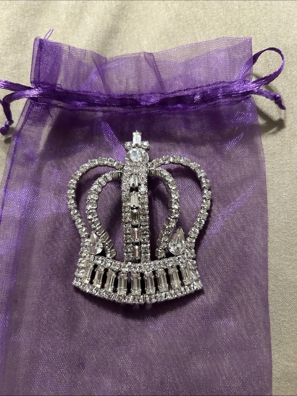 Rhinestone Crown vintage brooch tote MB